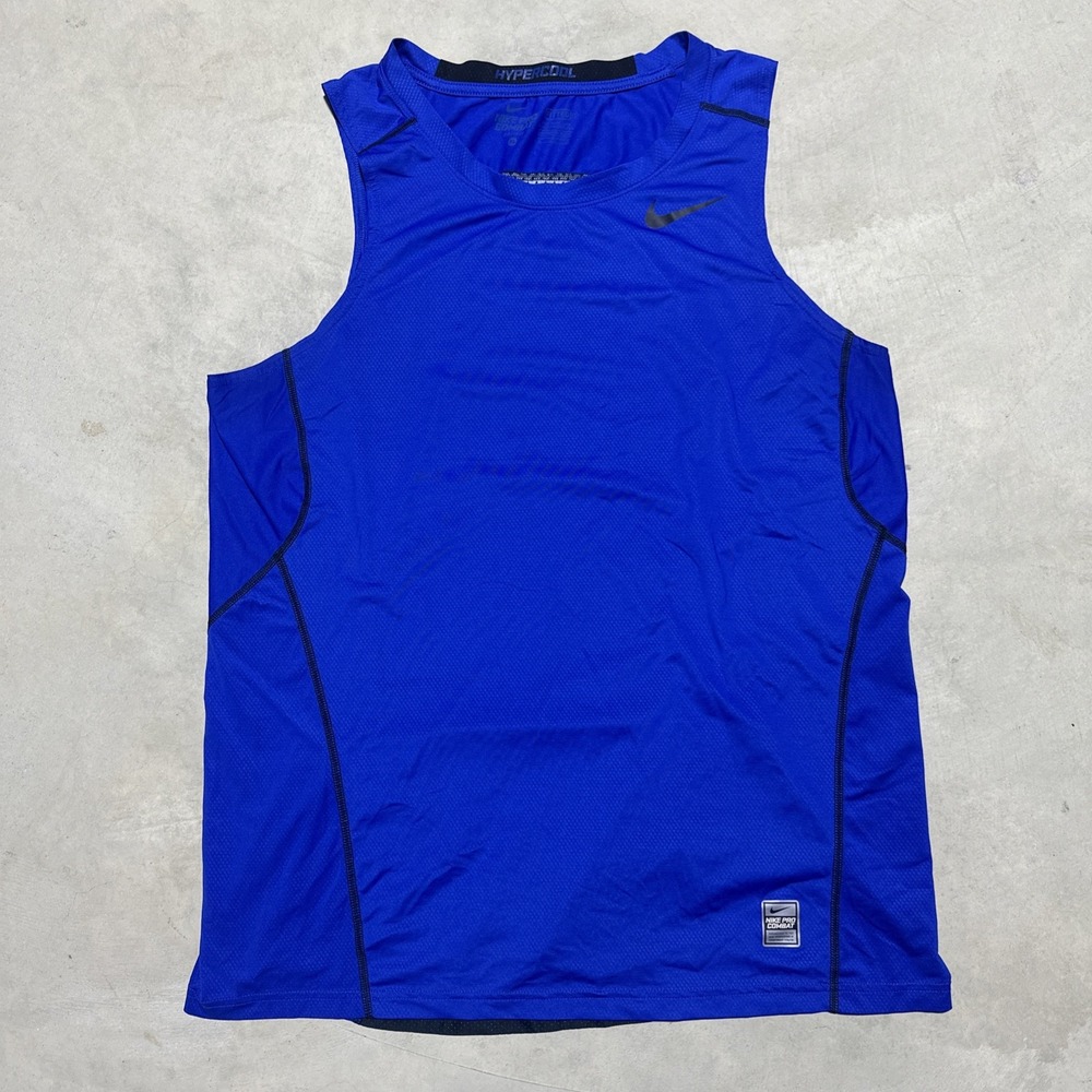Nike Pro Combat Tank Top Men's SZ XL Blue Sleeveless Workout Gym Training